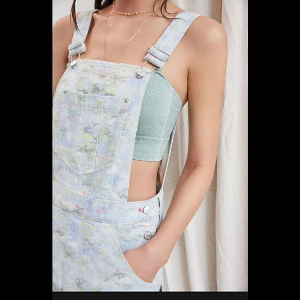 Anthropologie Pilcro Floral Cut-Off Short Overalls Size 31 - Picture 4 of 4
